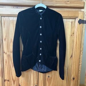 Lili & Q Velvet Jacket Silver Button Up Embroidered Black Jacket Women's Small